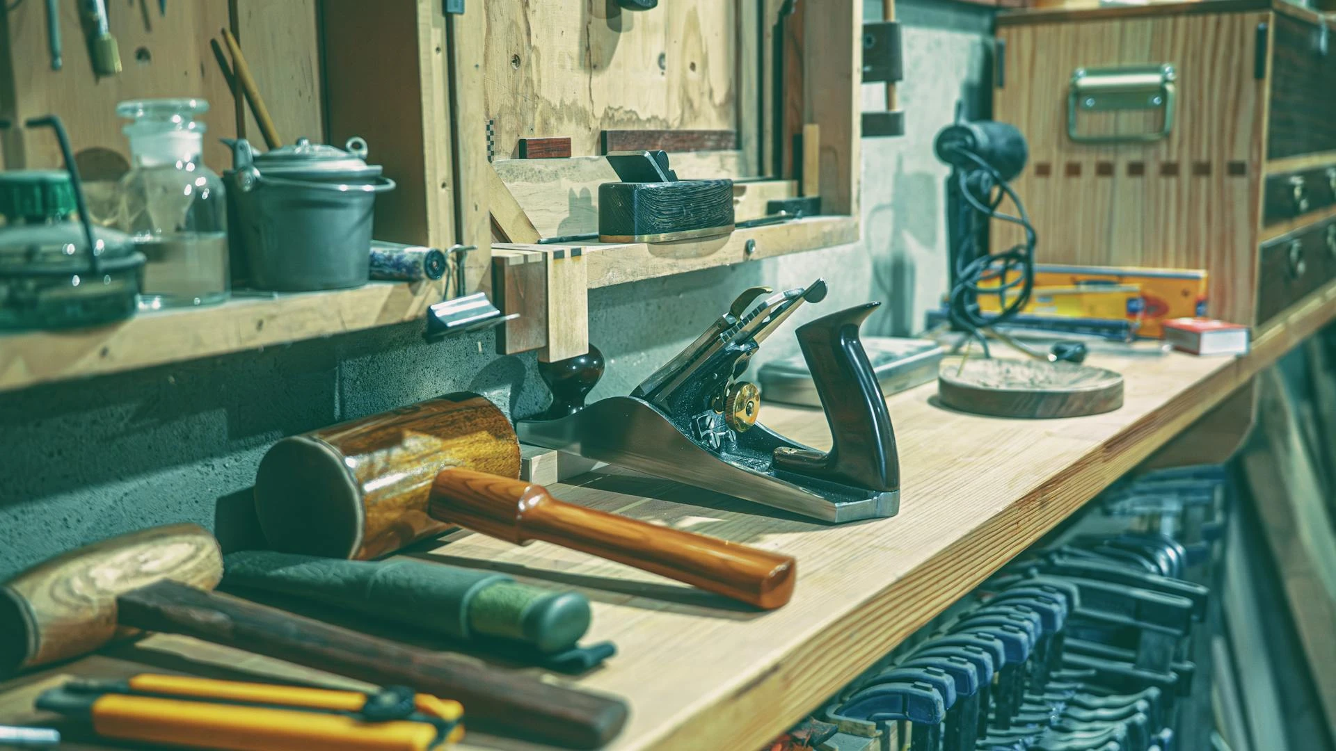 Organized workshop with hand tools